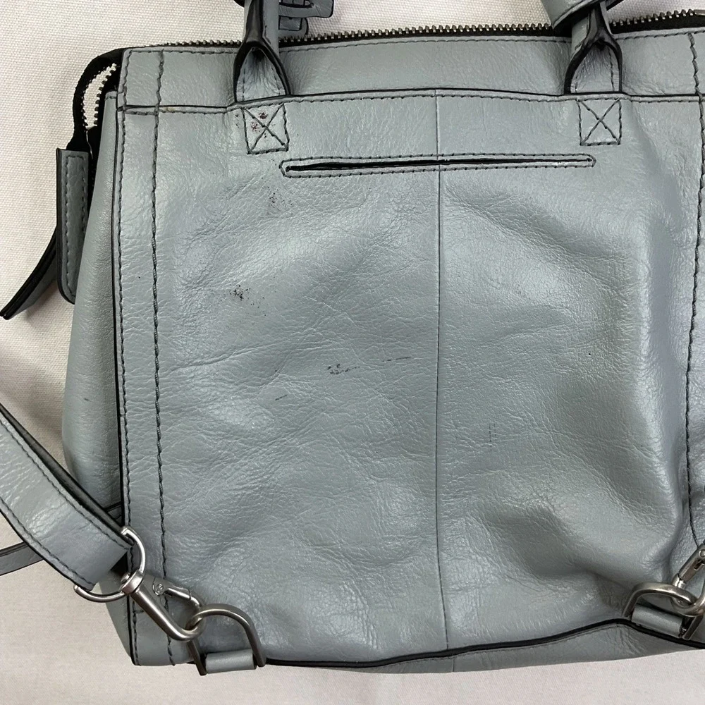 Fossil parker purse Convertible Leather Backpack Tote Bag Dusty Blue ZB7517